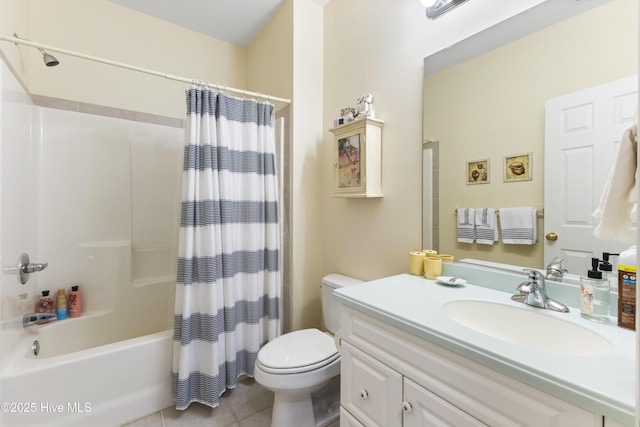 1178 Eastwood Landing Way, Sunset Beach, NC 28468 - full bath featuring shower / bathtub combination with curtain, vanity, and tile patterned flooring