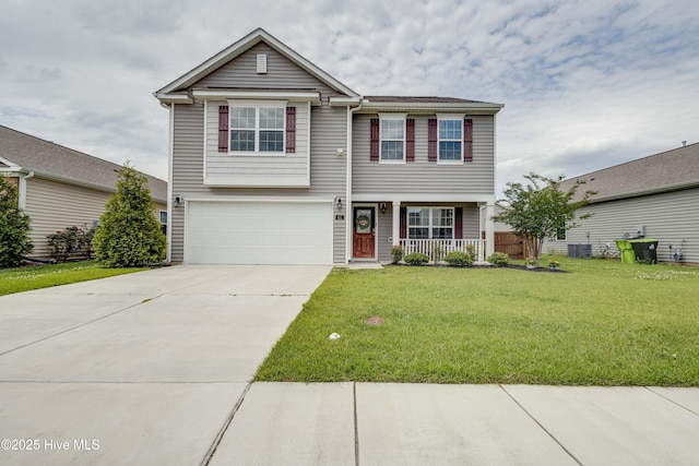 411 Isabelle St, New Bern, NC 28560 - view of front of house with a garage, a front yard, driveway, and a porch