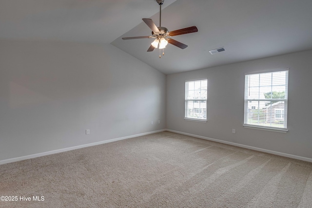 411 Isabelle St, New Bern, NC 28560 - unfurnished room featuring lofted ceiling, a ceiling fan, and light carpet
