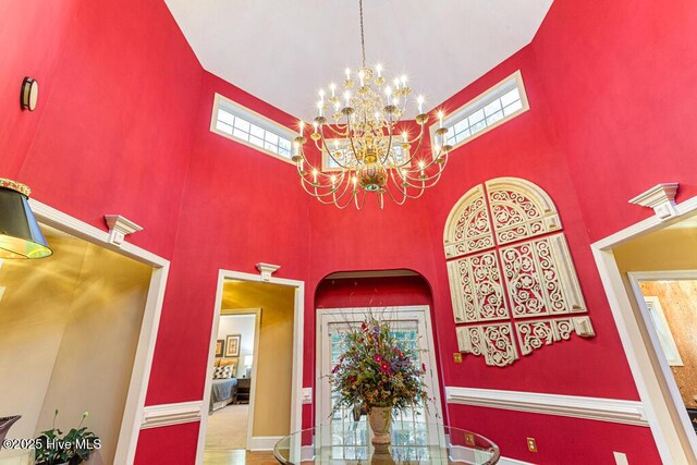 35 Magnolia Ave, Pinehurst, NC 28374 - dining space featuring a high ceiling and a chandelier