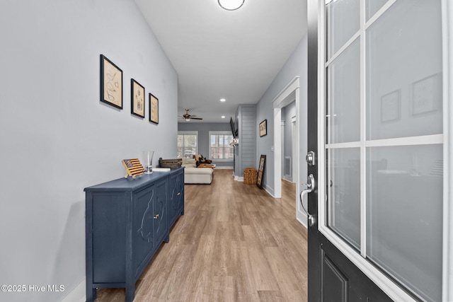 1 Miles Ct, Pinehurst, NC 28374 - entryway with light wood finished floors, ceiling fan, and recessed lighting