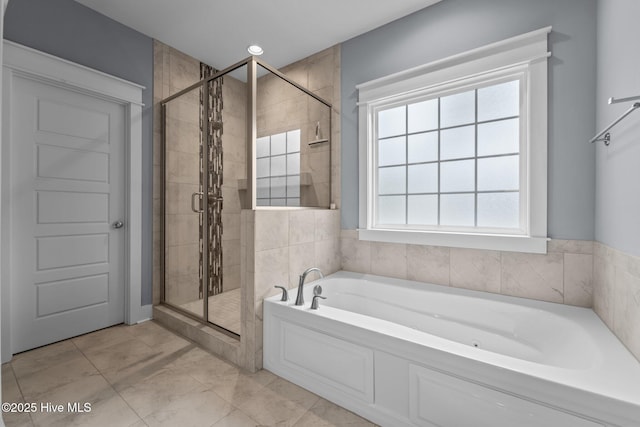 1 Miles Ct, Pinehurst, NC 28374 - full bath with a garden tub, a stall shower, and tile patterned flooring