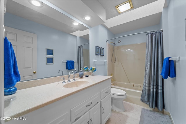 115 Baker Cir W, End, NC 27376 - full bathroom with vanity, shower / bath combination with curtain, tile patterned flooring, and recessed lighting