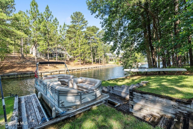 115 Baker Cir W, End, NC 27376 - dock area featuring a water view, a yard, and view of scattered trees