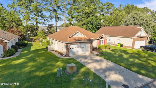 108 Bayswater Ct, New Bern, NC 28562 - traditional-style house with brick siding, a front yard, concrete driveway, and a garage