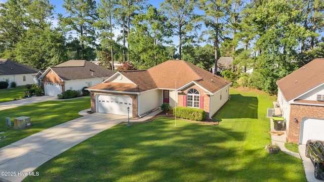 108 Bayswater Ct, New Bern, NC 28562 - view of front of property with brick siding, an attached garage, driveway, and a front yard