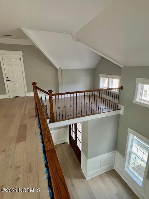 700 Bertram Ct, Hampstead, NC 28443 - stairs with wood finished floors and vaulted ceiling