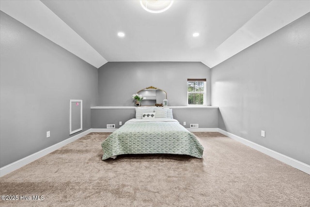 621 Longleaf Rd, Aberdeen, NC 28315 - bedroom featuring carpet flooring, lofted ceiling, and recessed lighting