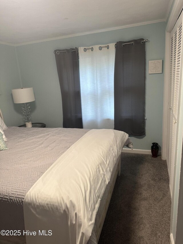 410 Brown Dr, New Bern, NC 28560 - carpeted bedroom with ornamental molding and a closet