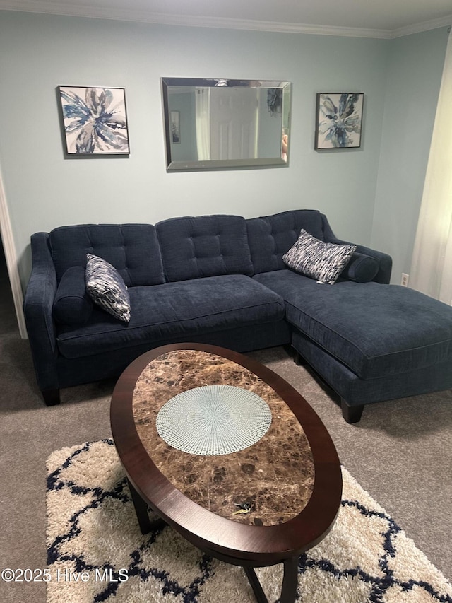 410 Brown Dr, New Bern, NC 28560 - carpeted living area with crown molding