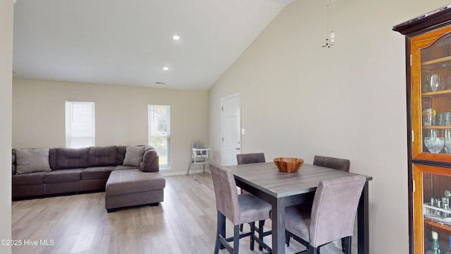 973 Ramsey Rd, Jacksonville, NC 28546 - dining room with lofted ceiling, light wood-style flooring, and recessed lighting