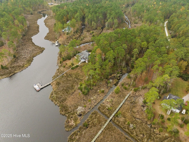 11 Starboard Ct, Aurora, NC 27806 - aerial view of property and surrounding area featuring a nearby body of water and a heavily wooded area
