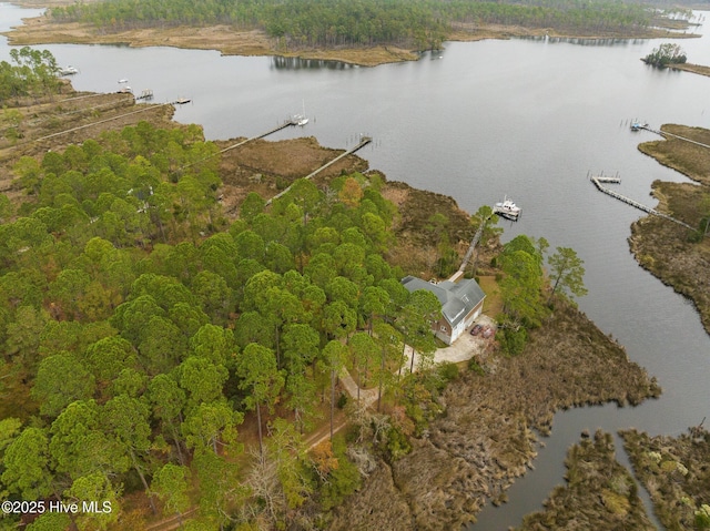 11 Starboard Ct, Aurora, NC 27806 - drone / aerial view of a nearby body of water and a heavily wooded area