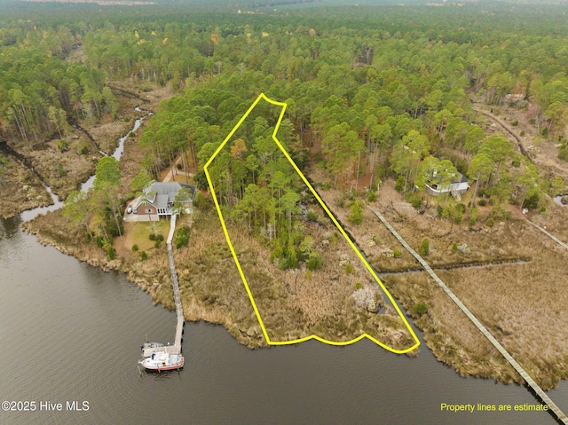 11 Starboard Ct, Aurora, NC 27806 - aerial overview of property's location with a nearby body of water and property parcel outlined