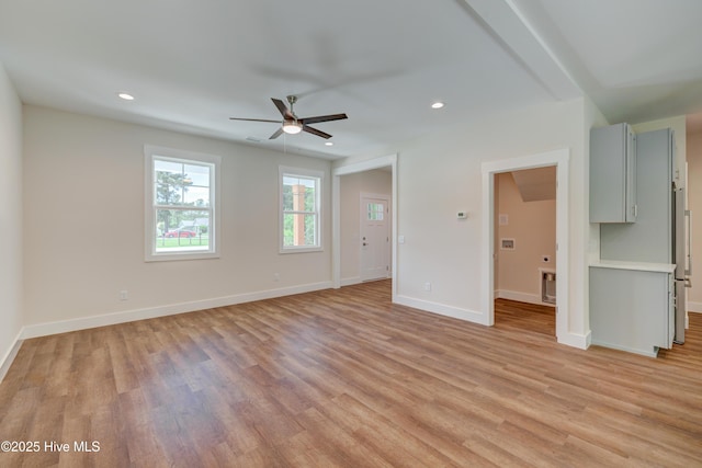 1536 Dorsey Ln, Navassa, NC 28451 - unfurnished living room with light wood-style flooring, ceiling fan, and recessed lighting