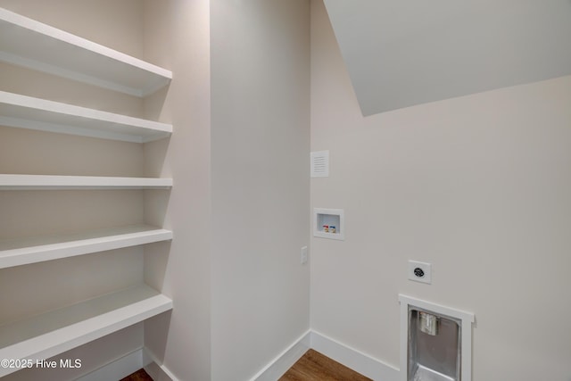 1536 Dorsey Ln, Navassa, NC 28451 - laundry room with washer hookup, electric dryer hookup, and dark wood finished floors