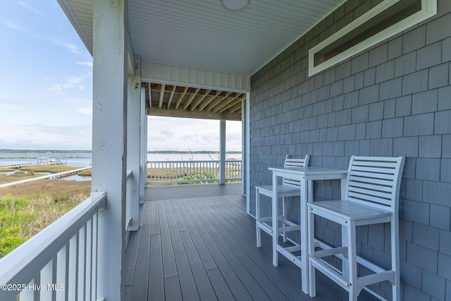 611 New River Inlet Rd, North Topsail Beach, NC 28460 - deck featuring a water view