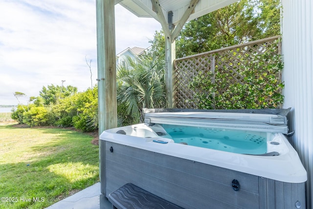 611 New River Inlet Rd, North Topsail Beach, NC 28460 - view of pool featuring a hot tub and a yard
