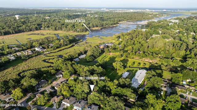 6017 Covenant Ln, Wilmington, NC 28403 - aerial view of property's location featuring a nearby body of water and a forest