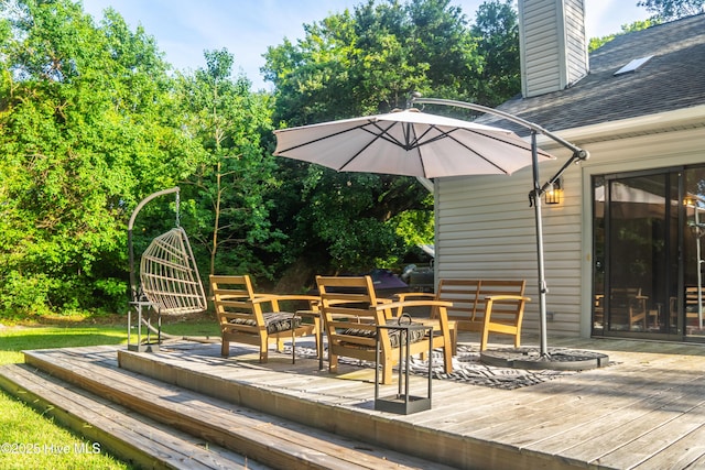 6017 Covenant Ln, Wilmington, NC 28403 - wooden deck featuring view of scattered trees