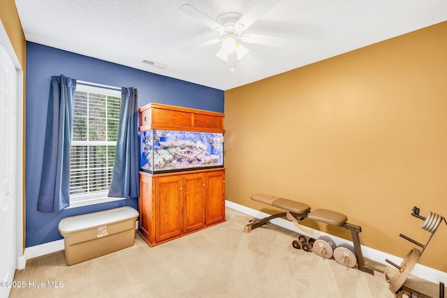 529 Maple Branches Dr, Leland, NC 28451 - bedroom with light carpet, a textured ceiling, ceiling fan, and a closet
