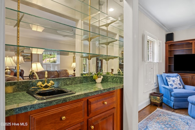 2000 Marsh Harbor Pl, Wilmington, NC 28405 - bar featuring ornamental molding and wood finished floors