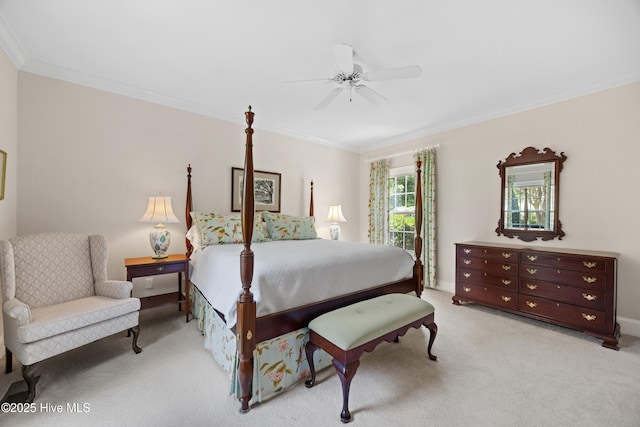 2000 Marsh Harbor Pl, Wilmington, NC 28405 - bedroom with crown molding, light carpet, and a ceiling fan