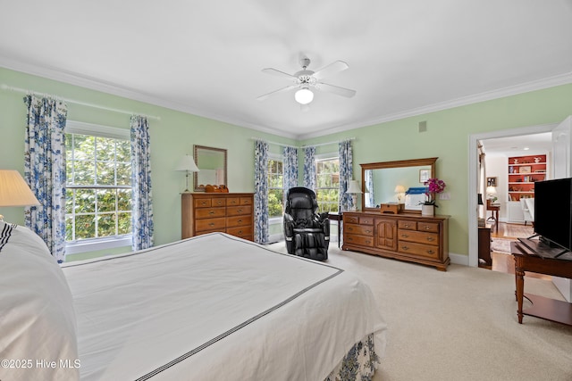 2000 Marsh Harbor Pl, Wilmington, NC 28405 - bedroom featuring ornamental molding, carpet, and a ceiling fan