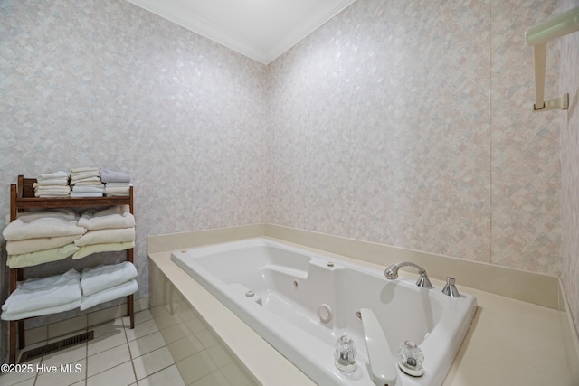 2000 Marsh Harbor Pl, Wilmington, NC 28405 - full bathroom featuring crown molding, tile patterned floors, and a tub with jets