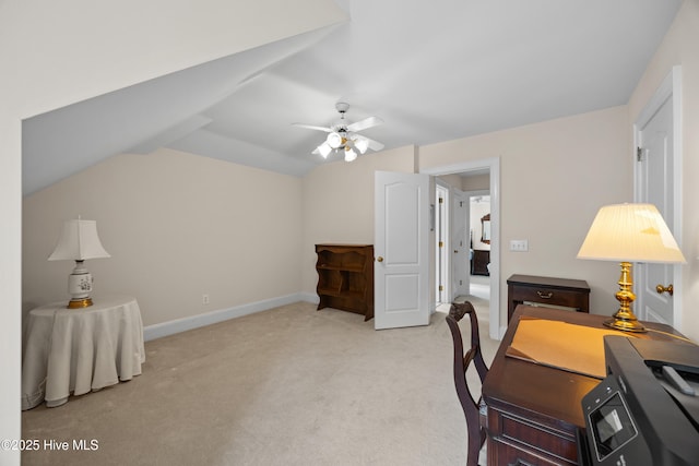 2000 Marsh Harbor Pl, Wilmington, NC 28405 - office featuring light carpet, ceiling fan, and vaulted ceiling