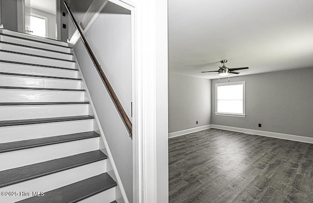 309 Mcgwigan St, Enfield, NC 27823 - staircase with wood finished floors and ceiling fan