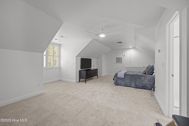 118 Tremayne Dr, New Bern, NC 28560 - bedroom with vaulted ceiling, carpet flooring, and ceiling fan
