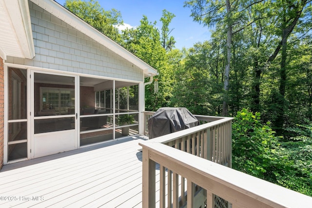118 Tremayne Dr, New Bern, NC 28560 - deck featuring a sunroom and a grill