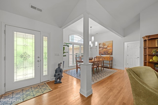 118 Tremayne Dr, New Bern, NC 28560 - entryway featuring light wood-type flooring and lofted ceiling