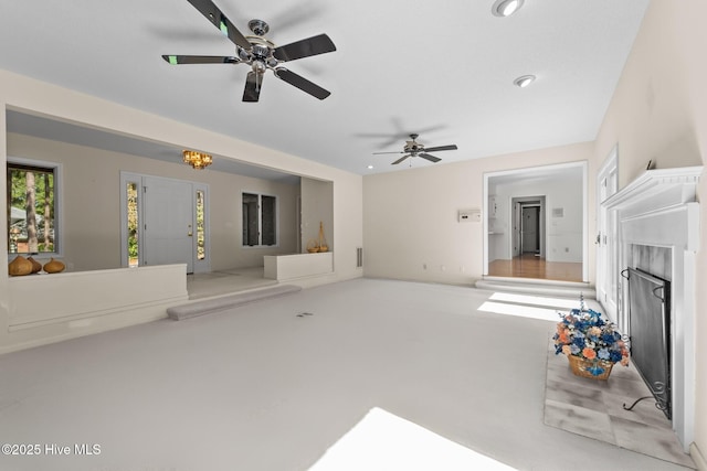 15 Magnolia Ave, Pinehurst, NC 28374 - unfurnished living room featuring a ceiling fan and recessed lighting