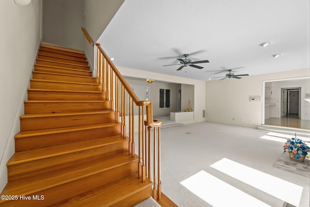 15 Magnolia Ave, Pinehurst, NC 28374 - staircase featuring a ceiling fan