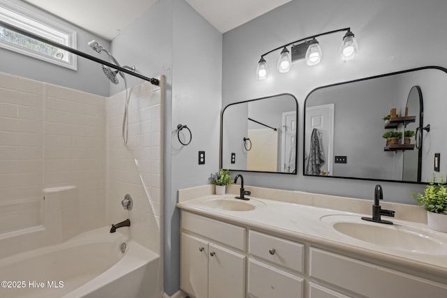 1134 Tebo Rd, New Bern, NC 28562 - full bathroom featuring double vanity and washtub / shower combination