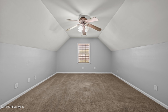 1134 Tebo Rd, New Bern, NC 28562 - additional living space featuring ceiling fan, carpet flooring, and lofted ceiling