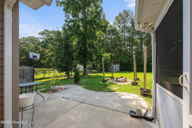 1134 Tebo Rd, New Bern, NC 28562 - view of patio / terrace with a storage unit and view of scattered trees