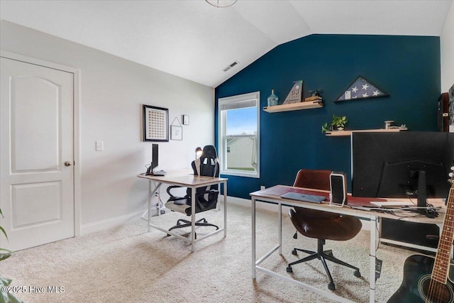 108 Bernier Ct, Princeton, NC 27569 - carpeted office featuring lofted ceiling and baseboards