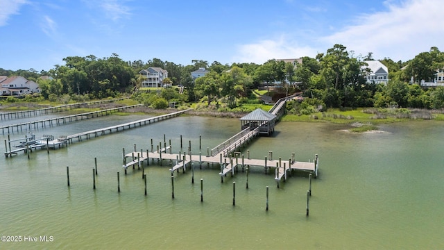 8805 Sound View Ct, Emerald Isle, NC 28594 - dock with a water view and view of wooded area