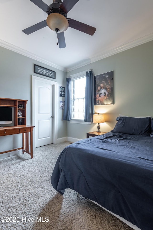 404 River Birch Dr, Greenville, NC 27858 - carpeted bedroom featuring ornamental molding and a ceiling fan