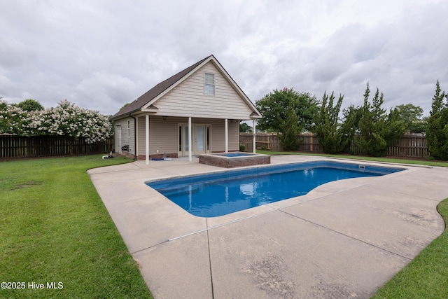 404 River Birch Dr, Greenville, NC 27858 - view of pool featuring an in-ground hot tub, a patio, and a fenced backyard