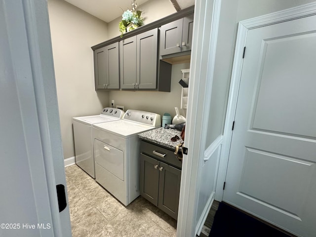 2925 Davenport Rd, Deep Run, NC 28525 - washroom with cabinet space, separate washer and dryer, and light tile patterned flooring