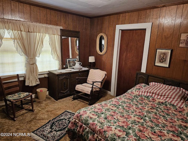 2630 Prison Camp Rd, Williamston, NC 27892 - carpeted bedroom featuring wood walls
