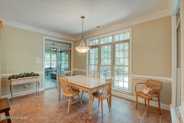 100 Knollwood Ct, New Bern, NC 28562 - dining space featuring ornamental molding and light tile patterned floors