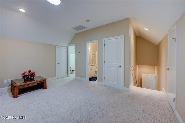 100 Knollwood Ct, New Bern, NC 28562 - bonus room featuring vaulted ceiling, carpet flooring, and recessed lighting