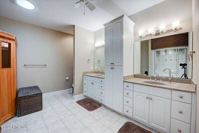 100 Knollwood Ct, New Bern, NC 28562 - full bathroom featuring a ceiling fan, vanity, and tile patterned flooring