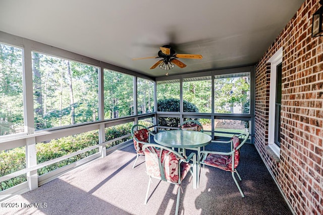 100 E Hedgelawn Way, Southern Pines, NC 28387 - sunroom with a ceiling fan and outdoor dining area