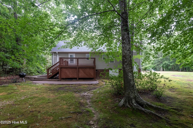 347 Stone Gate Dr, Greenville, NC 27858 - rear view of house with a deck and stairway